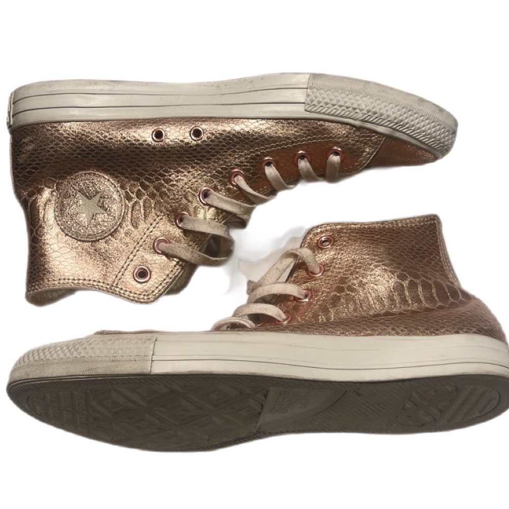 Converse Chuck Taylor Metallic Rose Gold Athleisure Trendy platform High-Tops 11 - Picture 5 of 7